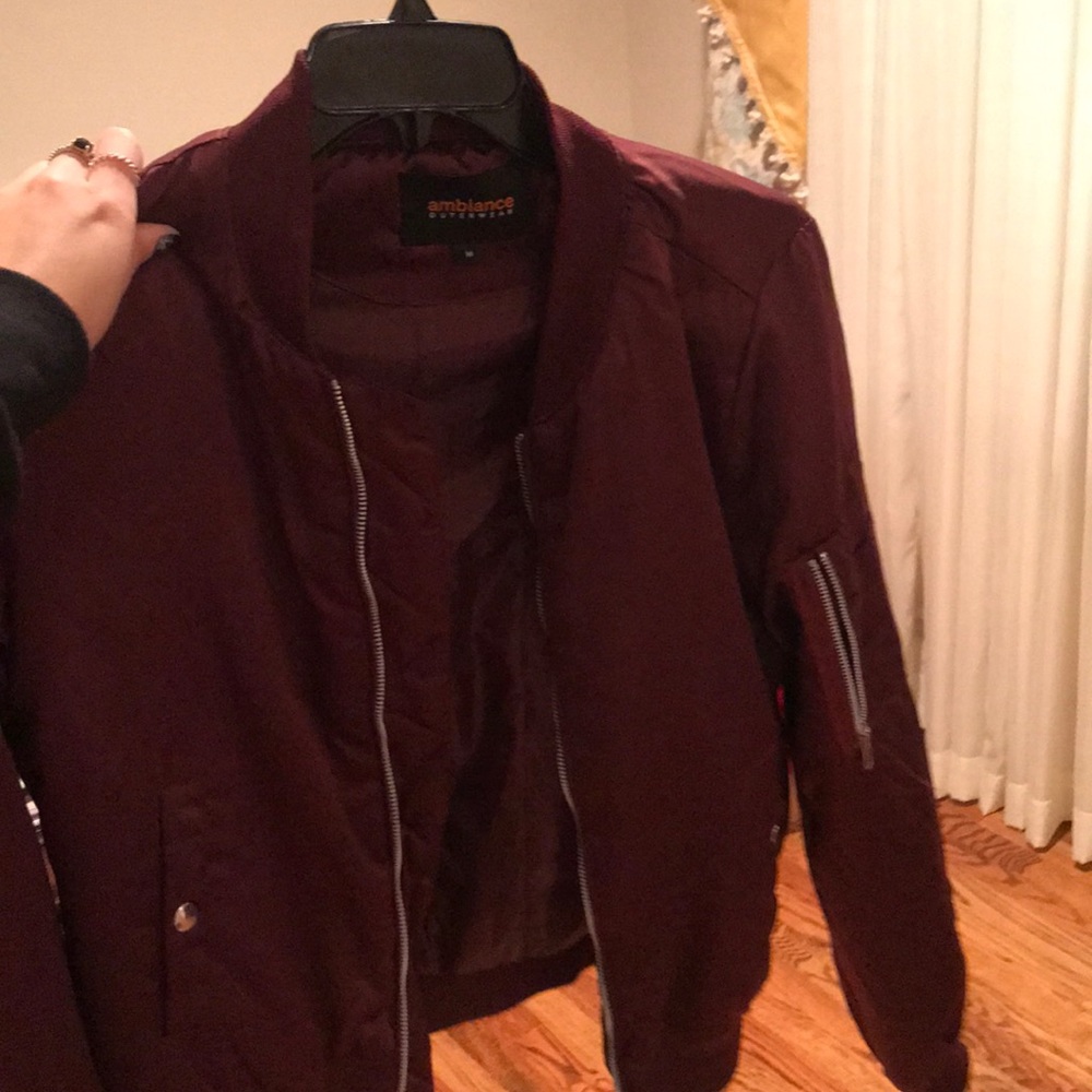Burgundy bomber jacket